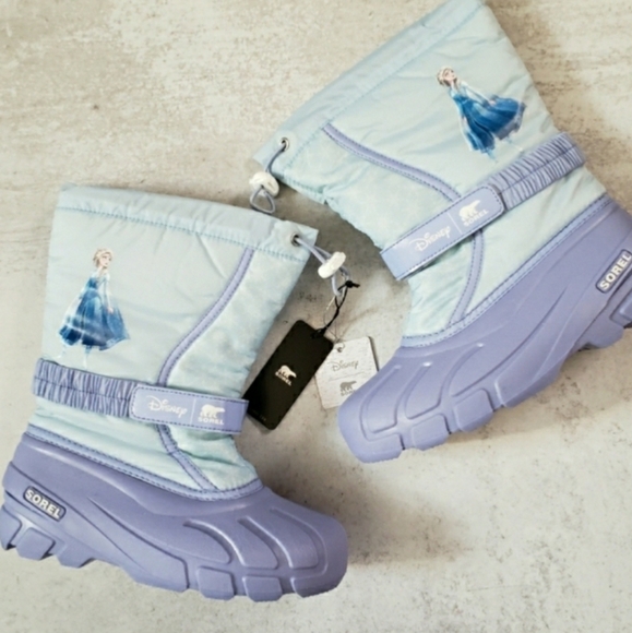Sorel Disney Frozen Elsa Snow Winter Big Kids Boots Blue Purple Size 5 Y - Picture 1 of 3